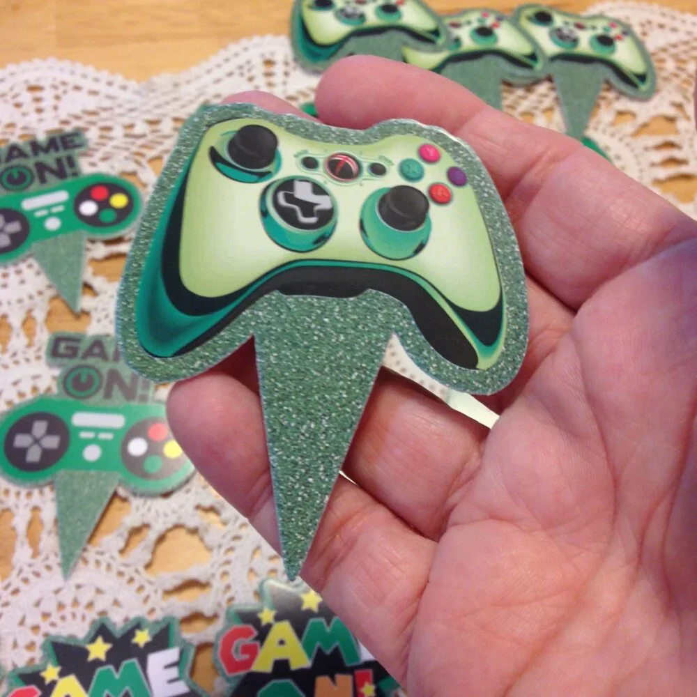 Party Supplies, cupcake toppers for gaming party theme